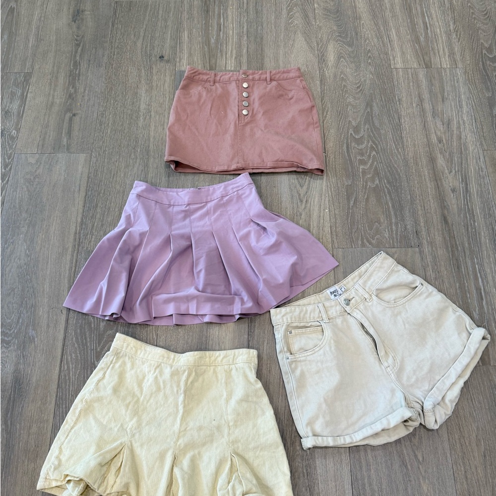 Set of Four Skirts and Shorts in Pastel Tones